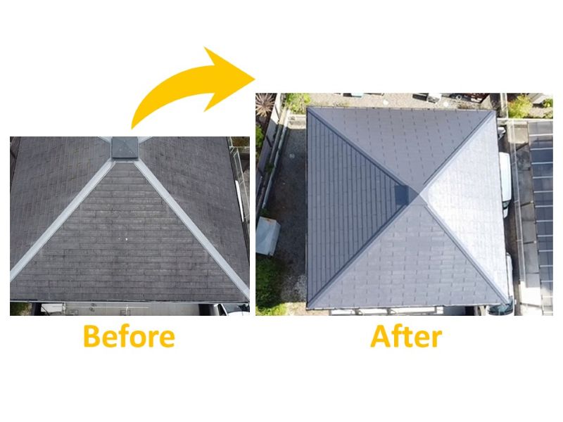 ミサワホームのスレート瓦の屋根塗装(施工費用:約19万円)(ビフォーアフター)