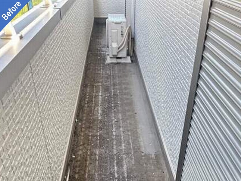 塩ビシート防水施工前のベランダ