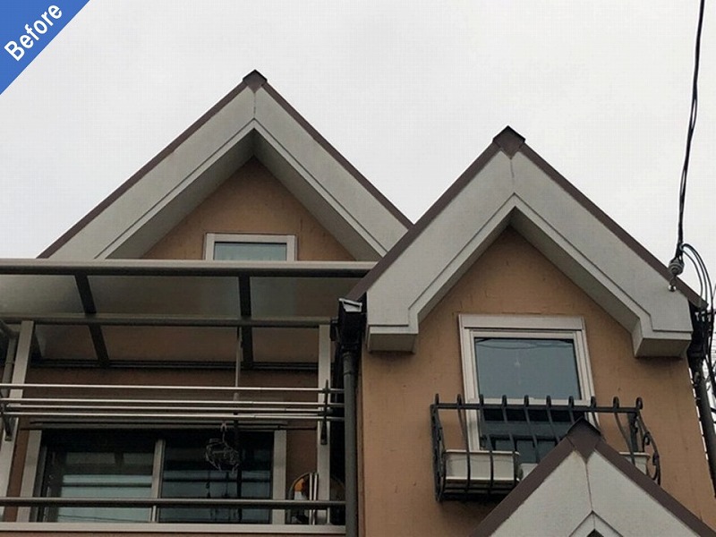 外壁塗装前のリシン仕上げの窯業系サイディング