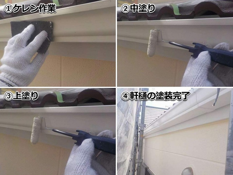 軒樋の塗装工程