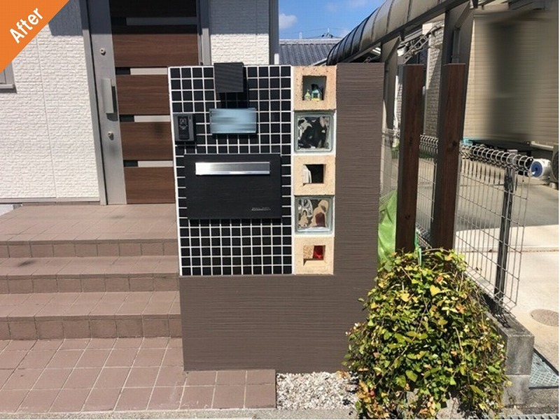 外壁塗装後の玄関表札