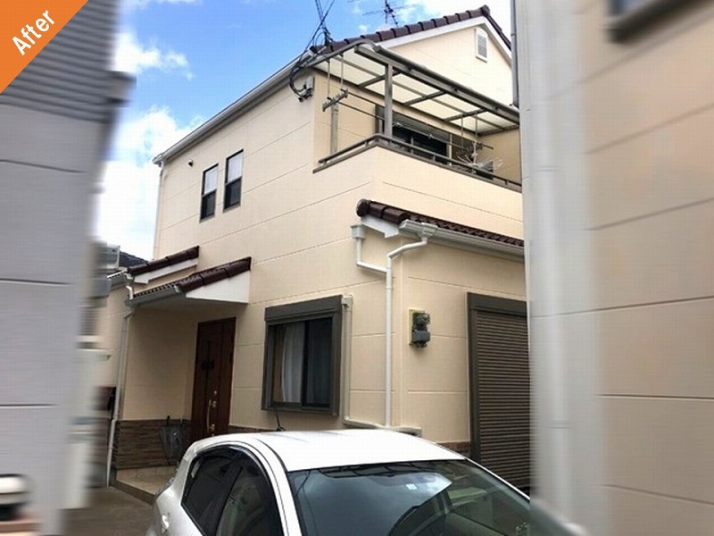 松原市の外壁塗装後の戸建て住宅