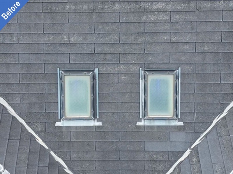 豊中市の屋根カバー工法前の屋根のトップライト廻り