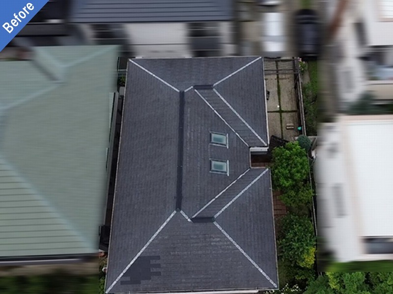 屋根カバー工法前の積水ハウスのグリシェイドNEO