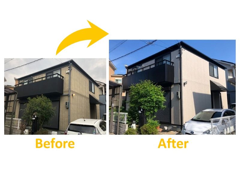 築20年住宅のミサワホームの外壁塗装の施工事例（ビフォーアフター）