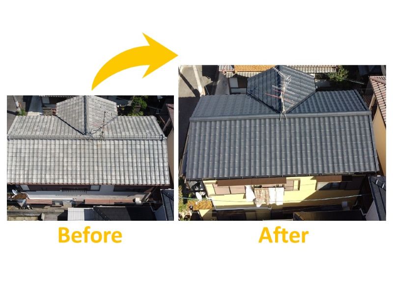 葺き替え工事の施工事例(施工費約155万円)