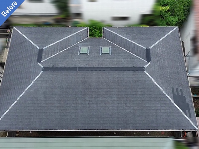 豊中市の屋根カバー工法前の積水ハウスのグリシェイドNEO