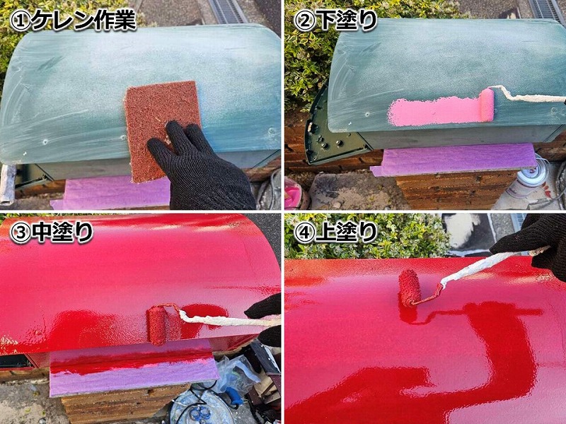 ポストの塗装工程