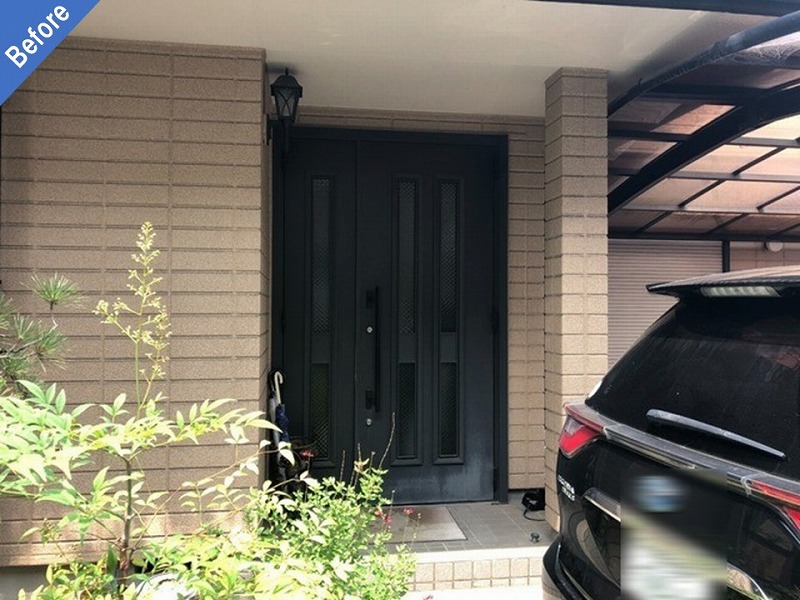 外壁塗装前の玄関廻り