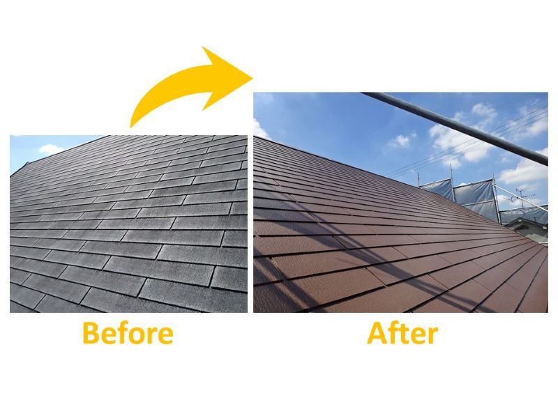 築16年住宅のミサワホームの屋根塗装の施工事例（ビフォーアフター）