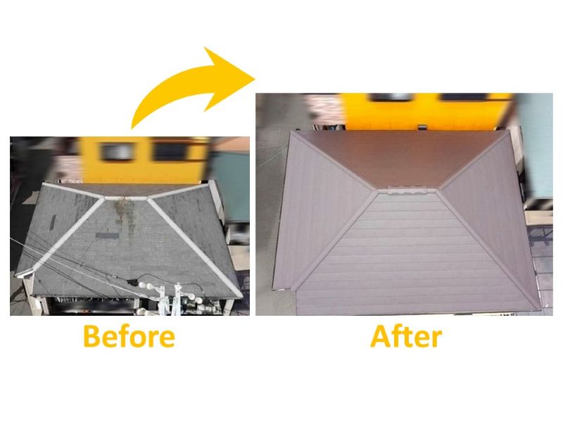 カバー工法の施工事例(施工費約87万円)(ビフォーアフター)