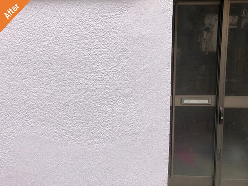 ひび割れ補修後のモルタル外壁