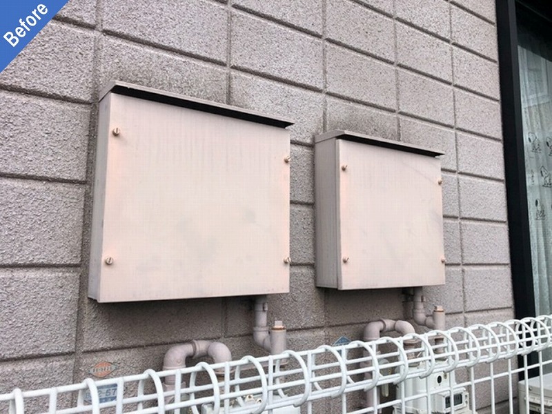 外壁塗装前の鉄部と外壁