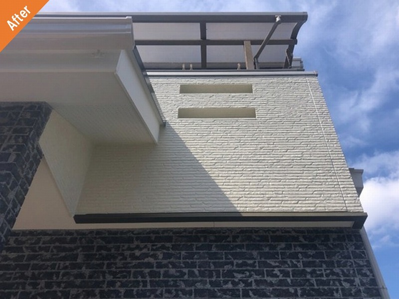 外壁塗装後の2階サイディングボード