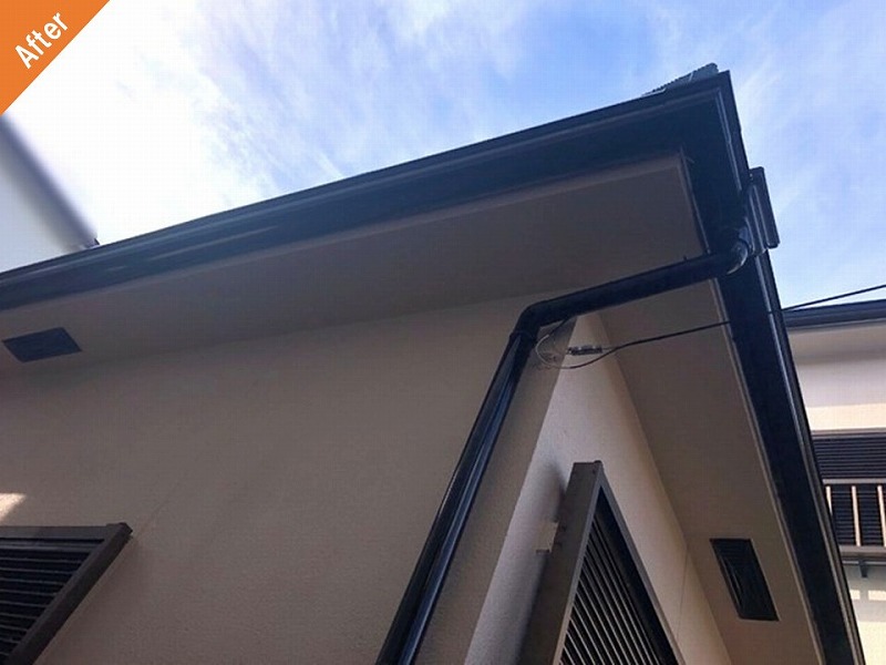 外壁塗装後の雨樋と雨戸