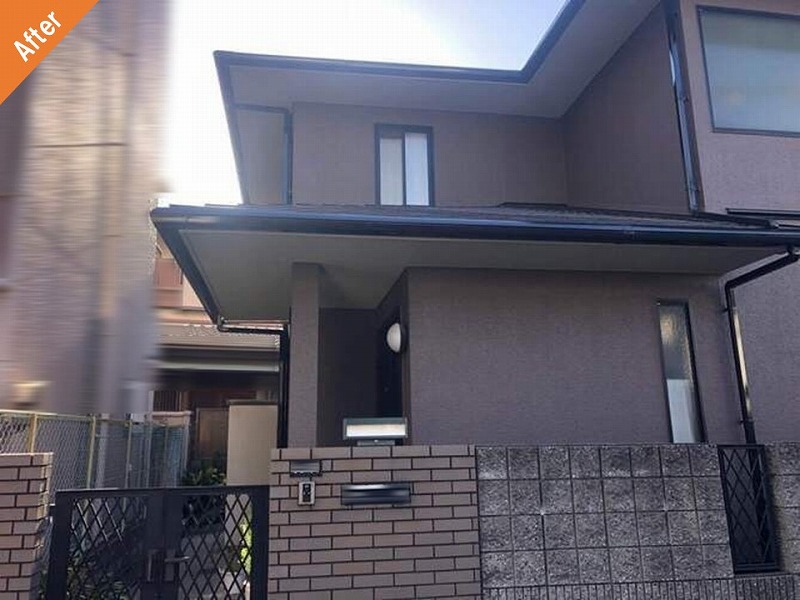 外壁塗装後のパナホームの正面外壁