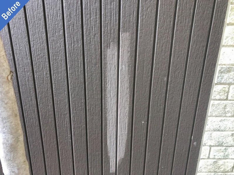 外壁塗装後の縦ラインの塗膜の剥がれ