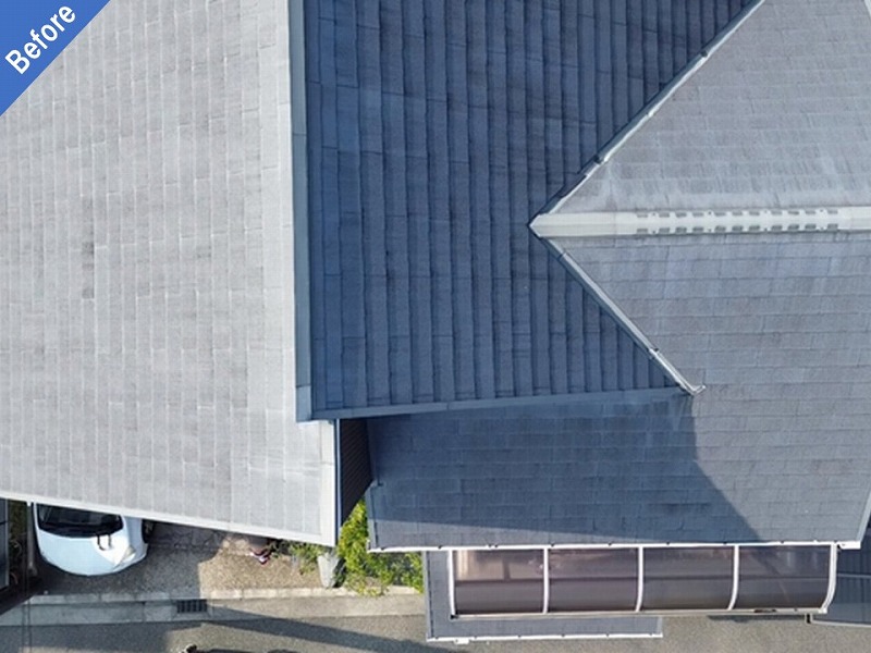 松原市の屋根塗装前のスレート瓦（コロニアル）