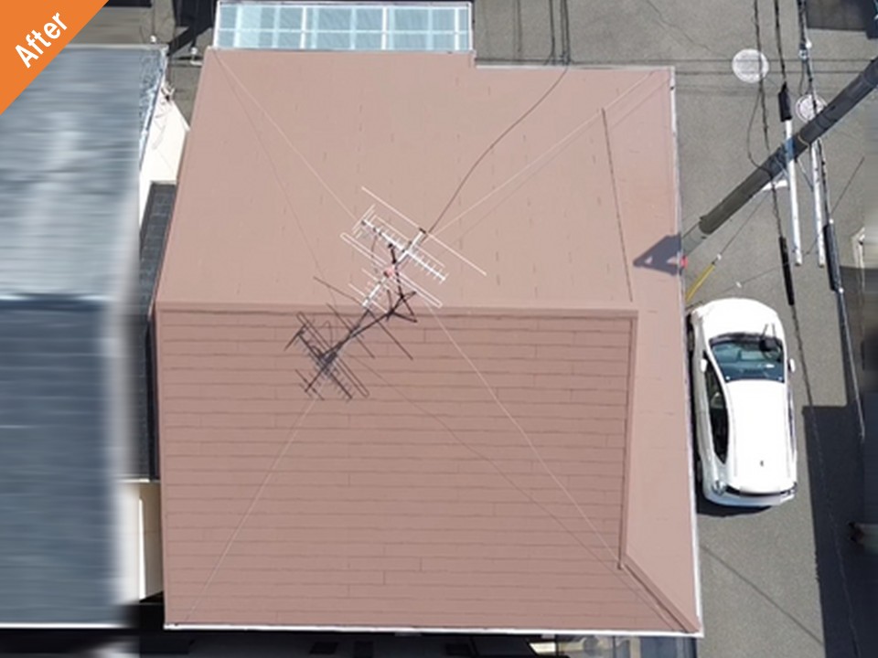 松原市の屋根塗装後のスレート瓦