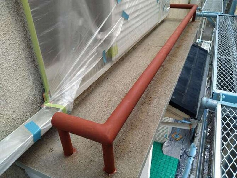 錆止め塗付完了後の鉄部