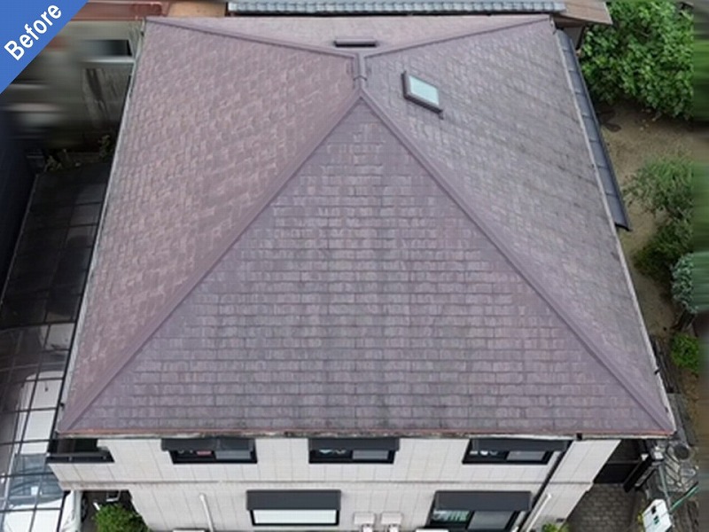 屋根カバー工法前のスレート瓦