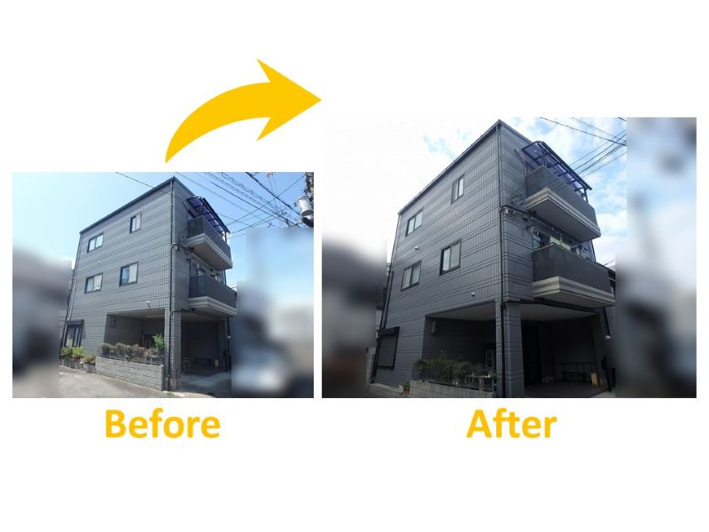 コーキングで雨漏り補修したパナホームの施工事例（ビフォーアフター）