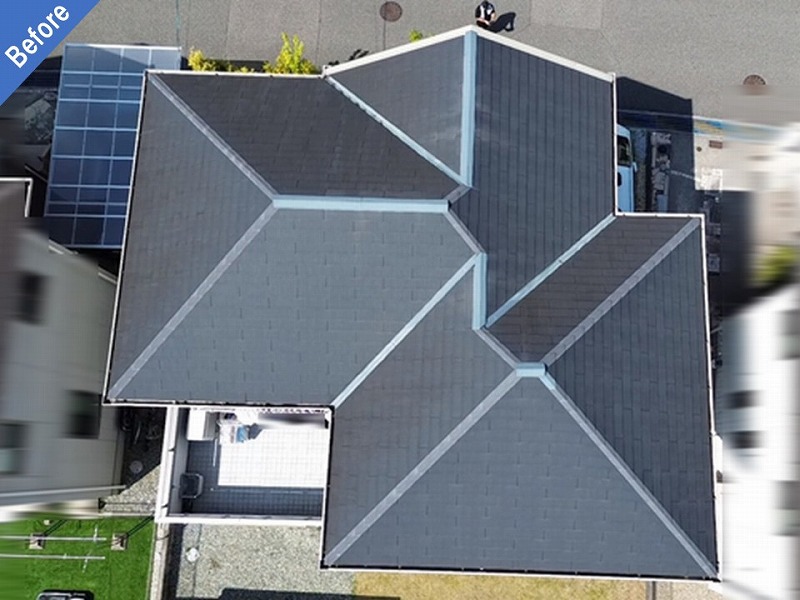 屋根塗装前のトヨタホームのコロニアルグラッサ