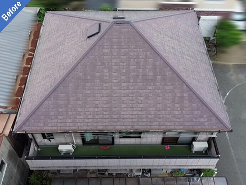 屋根工事前の旭化成ヘーベルハウスの屋根