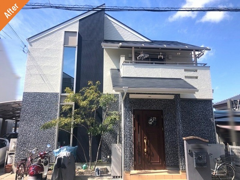 松原市でマーブルトーンダイヤモンドで外壁塗装後の戸建て住宅