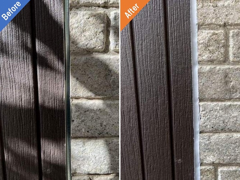 サッシ廻りのコーキング増し打ち前後の比較