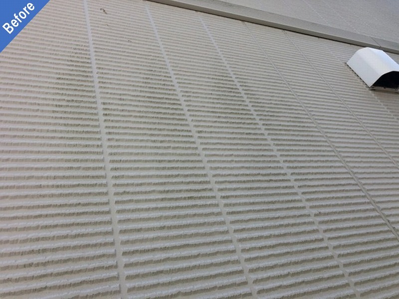 外壁塗装前の窯業系サイディング（スーパーファイントップ仕上げ）