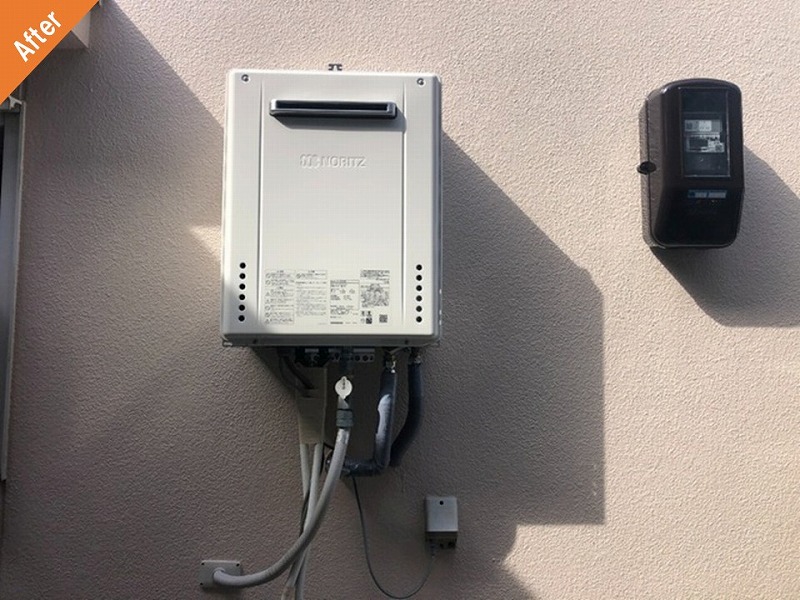 外壁塗装後の給湯器周辺の外壁