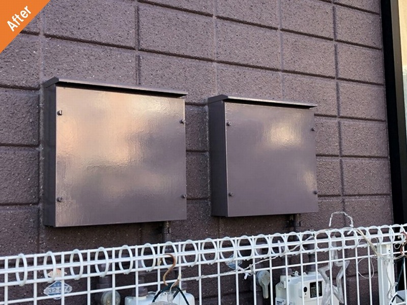 外壁塗装後の鉄部と外壁