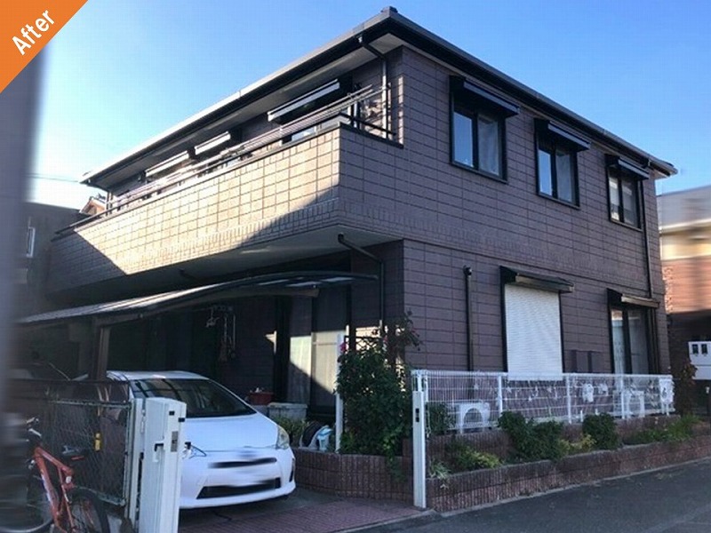 枚方市の多彩模様塗料で外壁塗装後の旭化成ヘーベルハウス