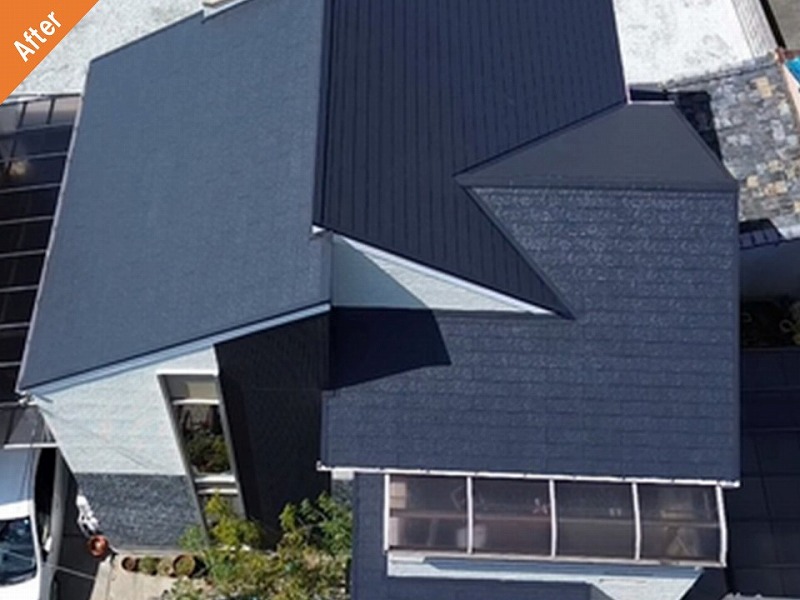 松原市の屋根塗装後のスレート瓦（コロニアル）