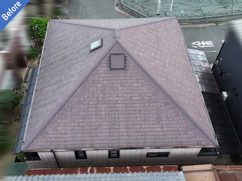 屋根工事前のスレート瓦