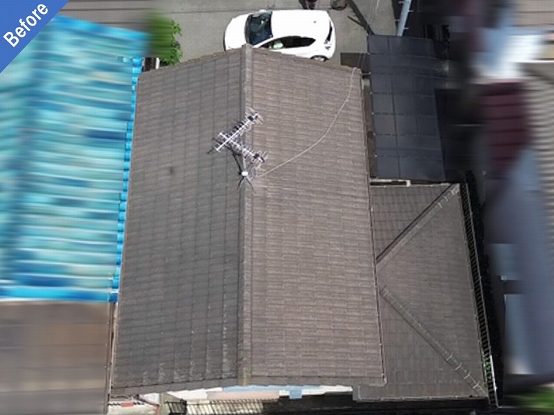 屋根塗装前のモニエル瓦