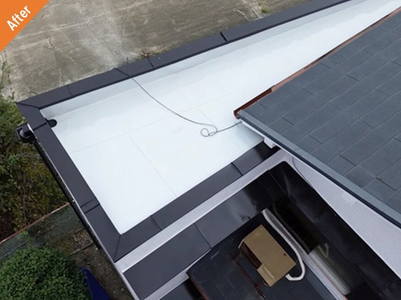 ウレタン防水後の戸建て住宅の陸屋根