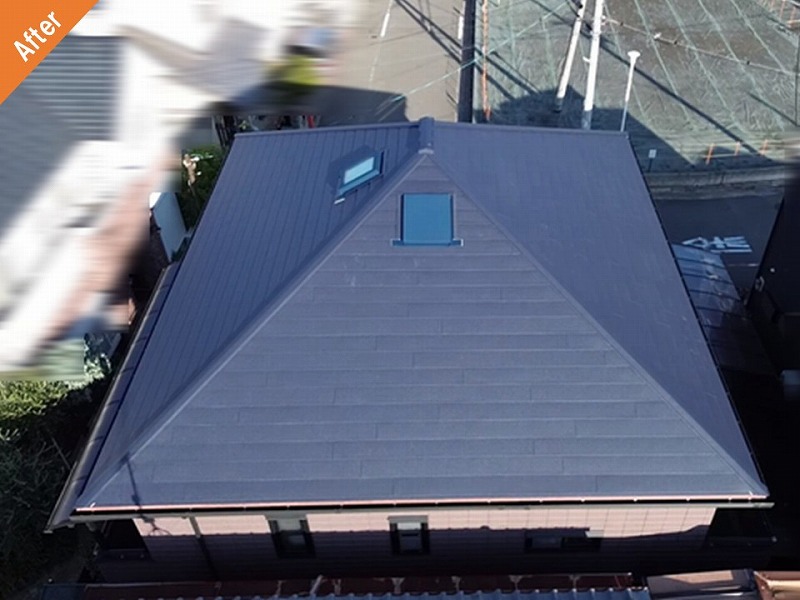 屋根カバー工法後の旭化成ヘーベルハウスの屋根