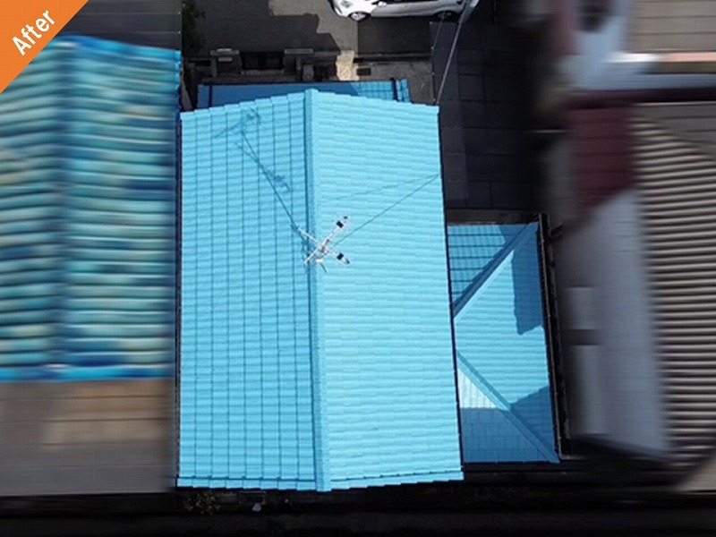 屋根塗装後のモニエル瓦