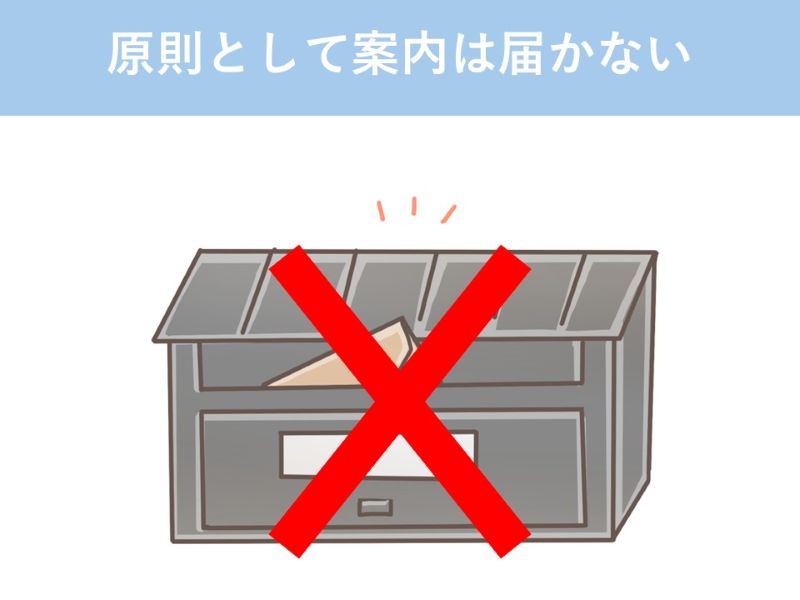 原則として案内は届かない