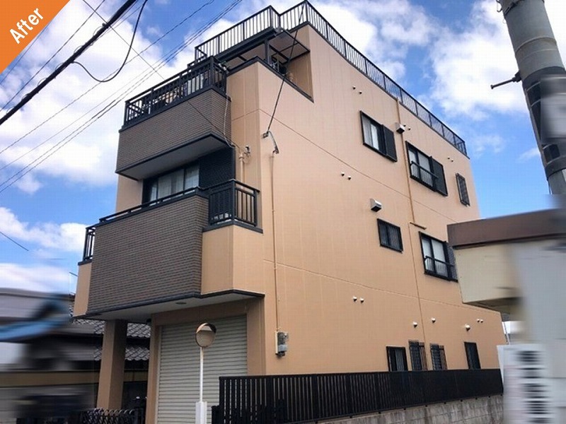 松原市の外壁塗装後の戸建て住宅