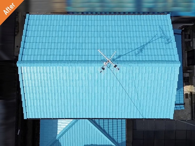 遮熱塗料で屋根塗装後のモニエル瓦