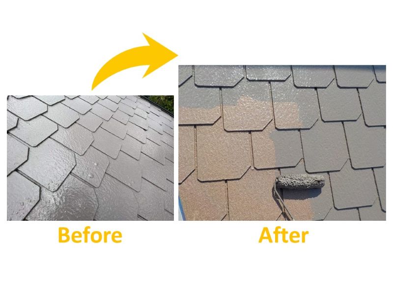 パナホームのスレート瓦の屋根塗装（施工費用：約39万円）（ビフォーアフター）