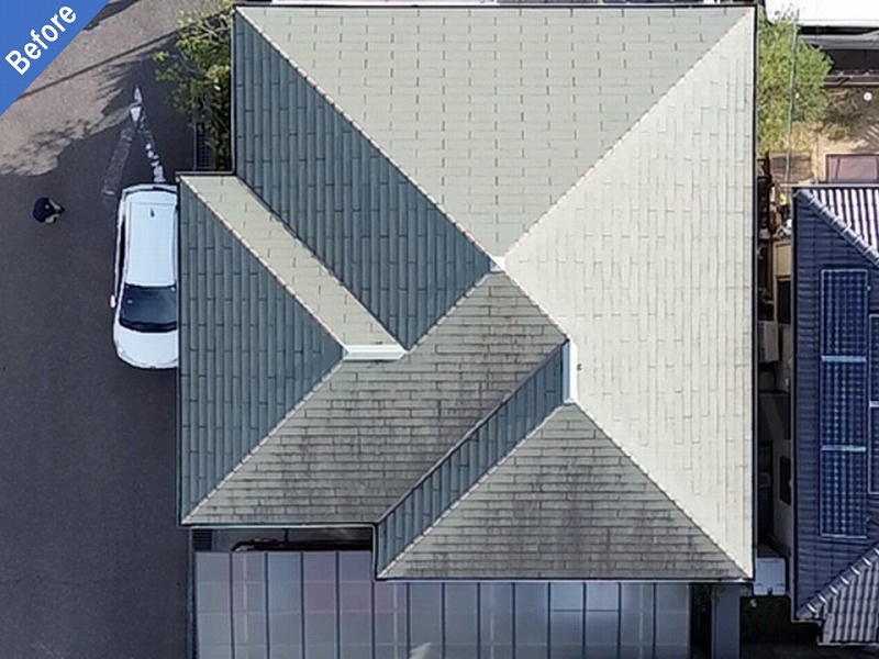 屋根塗装前の積水ハウスのグリシェイドグラッサ