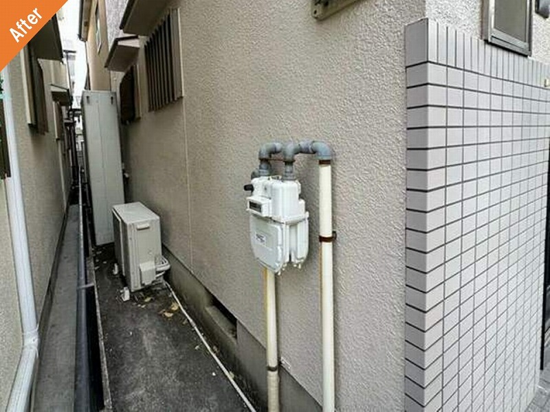 外壁塗装後の側面のモルタル外壁