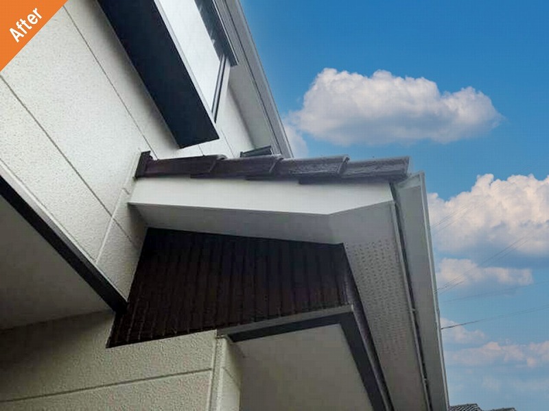 外壁塗装後のALCと下屋根