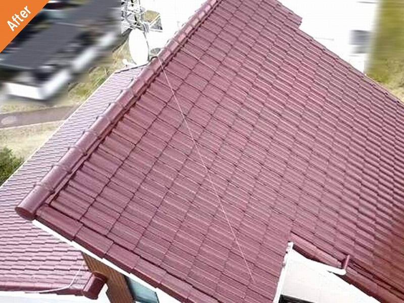 屋根塗装後の退色が改善したセメント瓦
