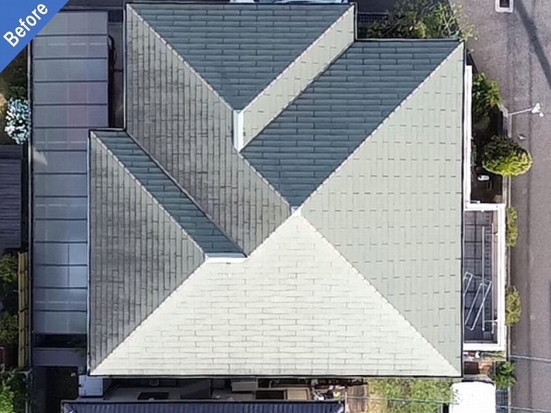 神戸市北区の屋根塗装前の積水ハウスのスレート瓦