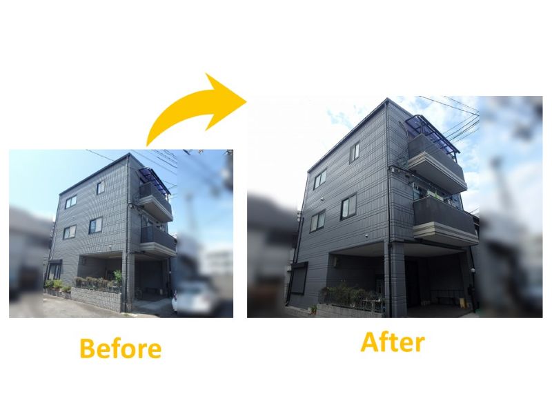築20年のパナホームの外壁塗装の施工事例（施工費用：141万円）（ビフォーアフター）